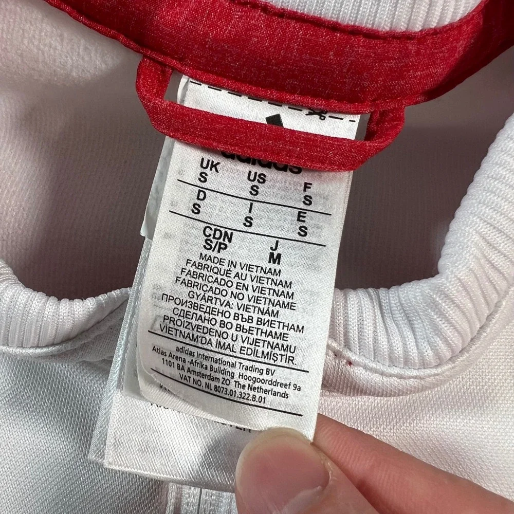 Adidas Flamengo Soccer Track Jacket Men's Small White Red CRF Full Zip Soccer